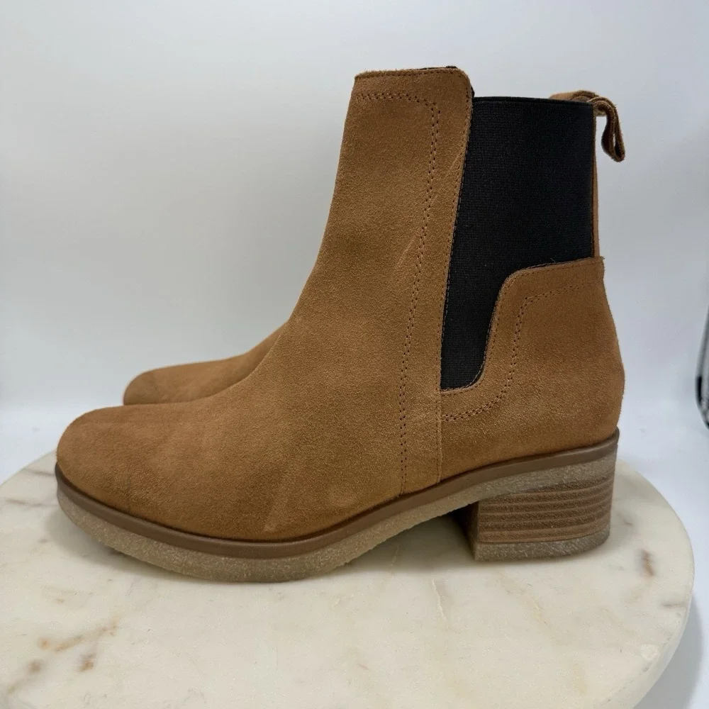 Avellini Brown Suede Chelsea Bootie Crepe Sole Made In Portugal Women's EU39/US8